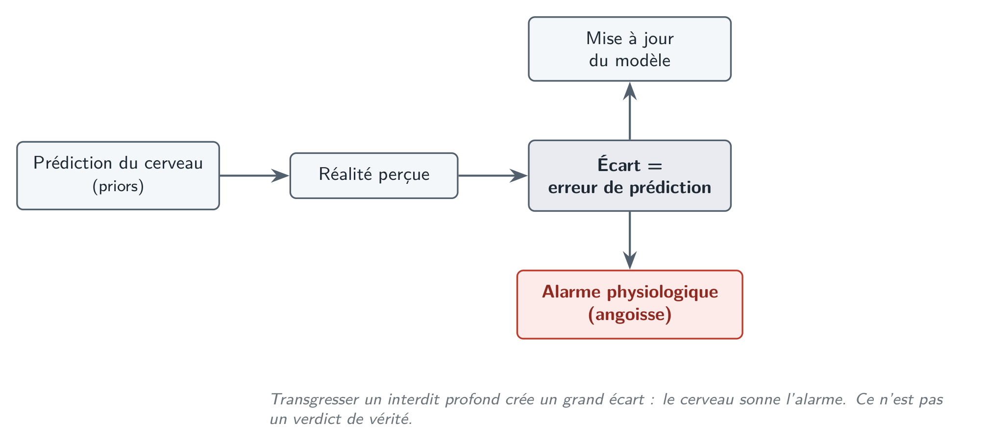 La boucle prédictive : transgresser un interdit profond crée un grand écart, et le cerveau sonne l’alarme.